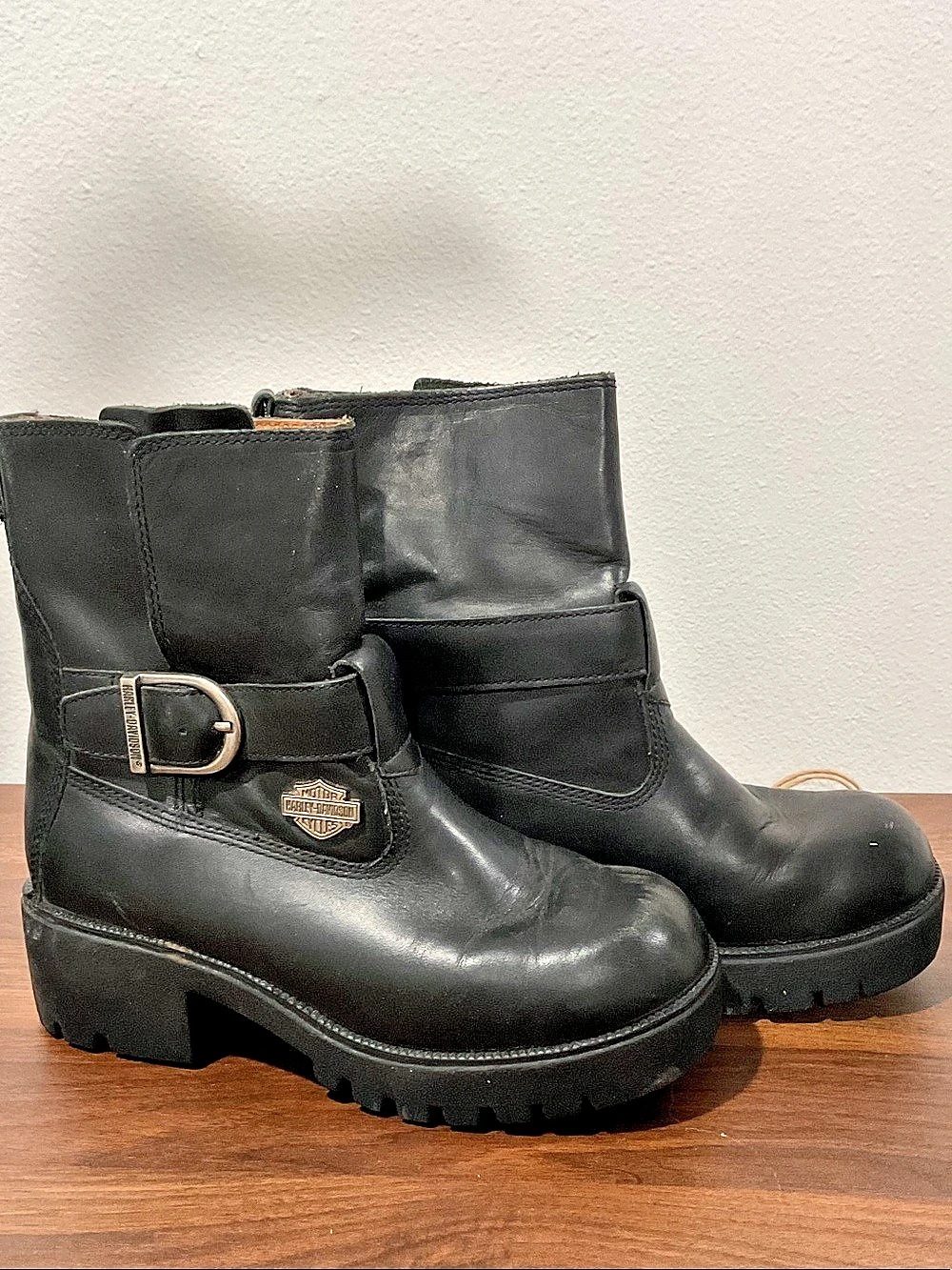 Harley-Davidson Black Leather Moto Boots US 5 1/2